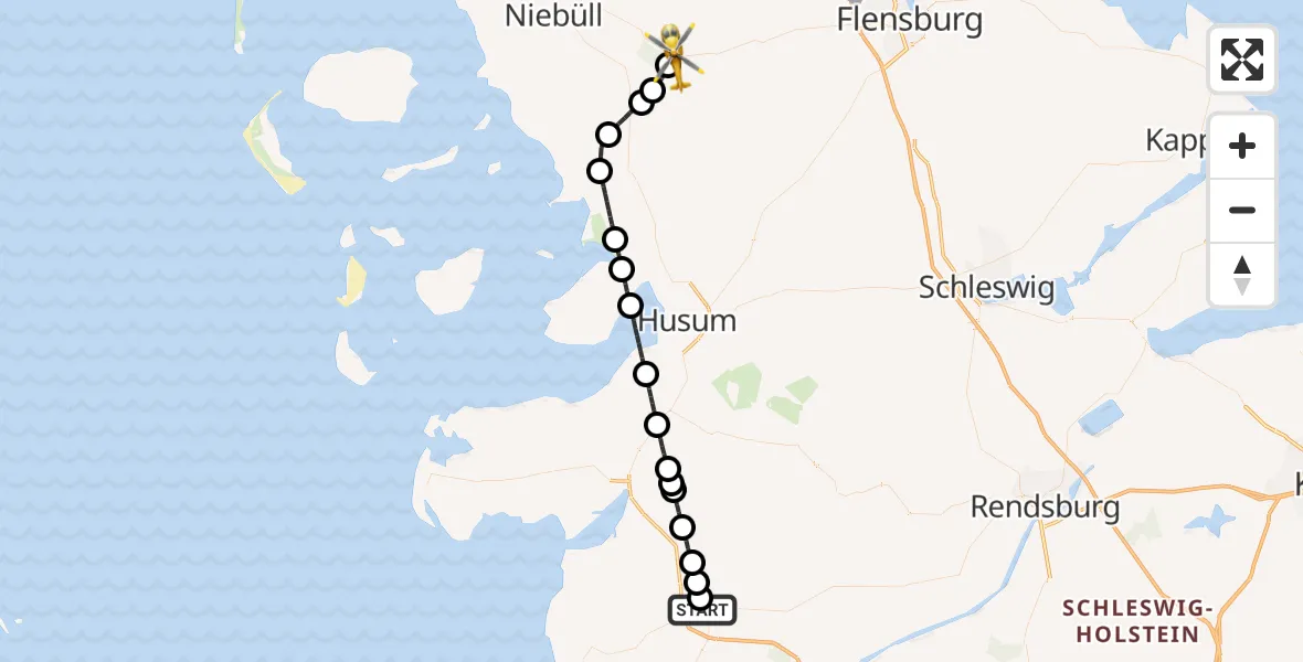 Flugroute Rettungshubschrauber Heide - Stadum, 30 April 2026, 15:09