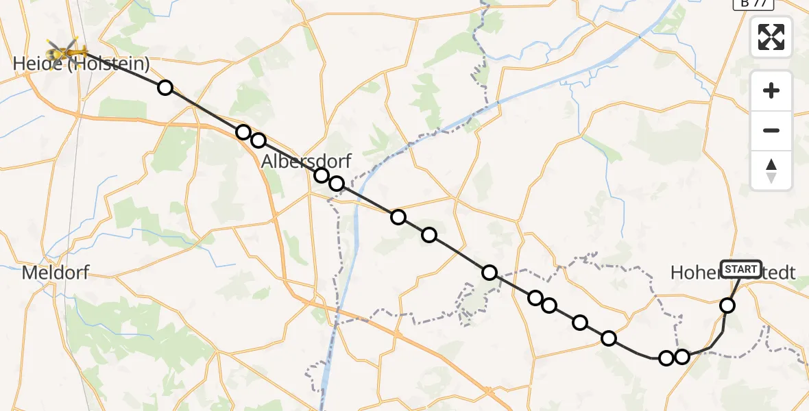 Flugroute Rettungshubschrauber Hohenwestedt - Heide, 30 April 2026, 15:20
