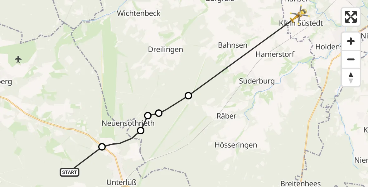 Flugroute Rettungshubschrauber Faßberg - Uelzen, 30 April 2026, 15:30