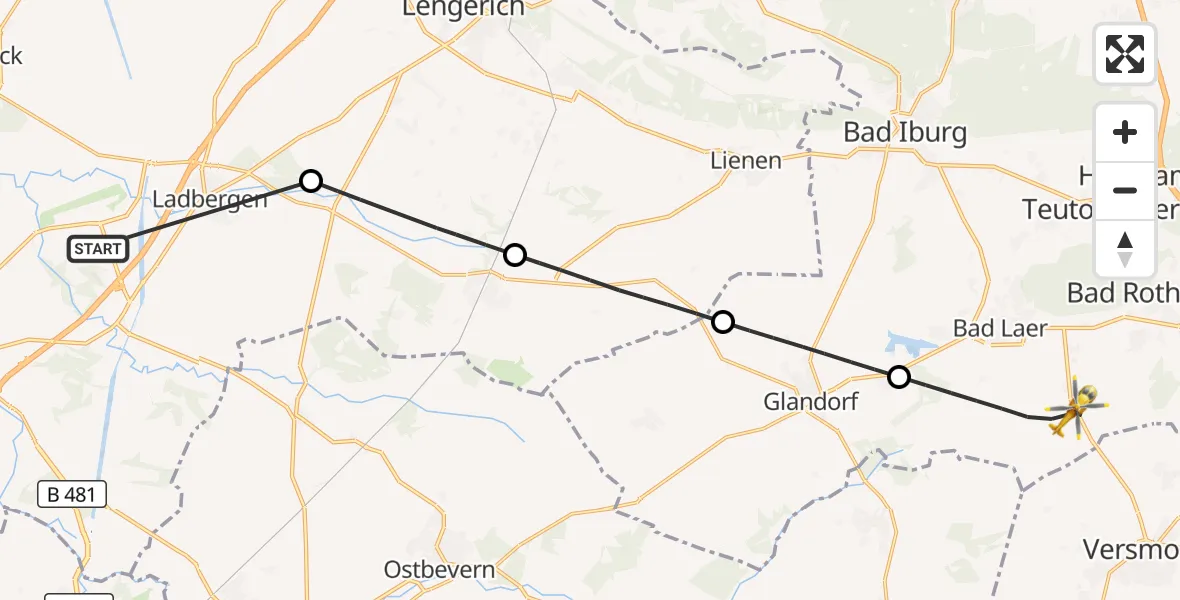 Flugroute Ambulanzhubschrauber Christoph  Westfalen-ADAC - Bad Laer, 30 April 2026, 15:32