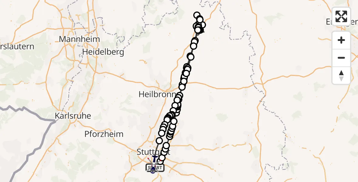 Flugroute Polizeihubschrauber Flughafen Stuttgart - Stuttgart, 30 April 2026, 15:40