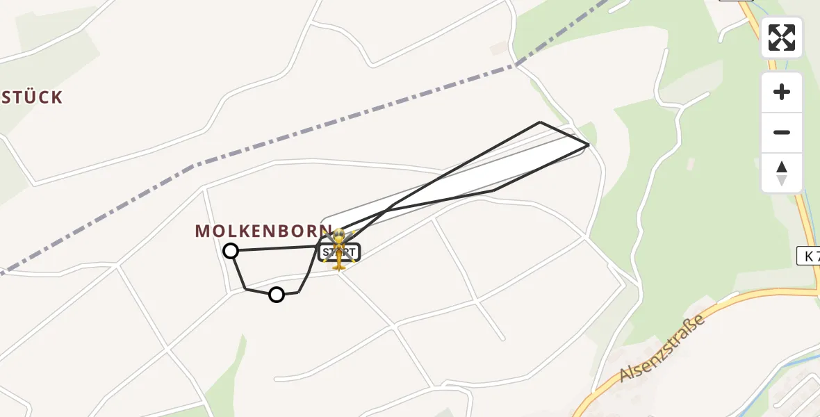 Flugroute Rettungshubschrauber Imsweiler UL - Imsweiler UL, 30 April 2026, 16:02