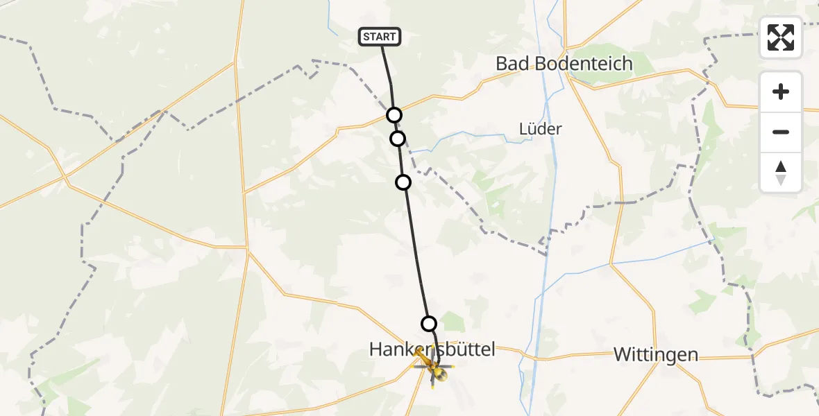 Flugroute Rettungshubschrauber Wrestedt - Hankensbüttel, 30 April 2026, 16:19