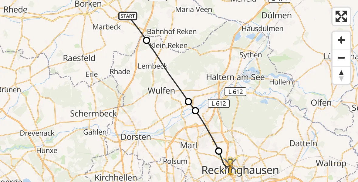 Flugroute Rettungshubschrauber Heiden - Recklinghausen, 30 April 2026, 16:53