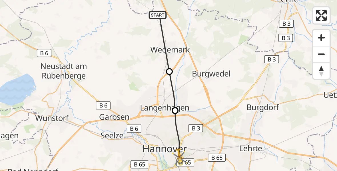 Flugroute Rettungshubschrauber Wedemark - Hannover, 30 April 2026, 16:53