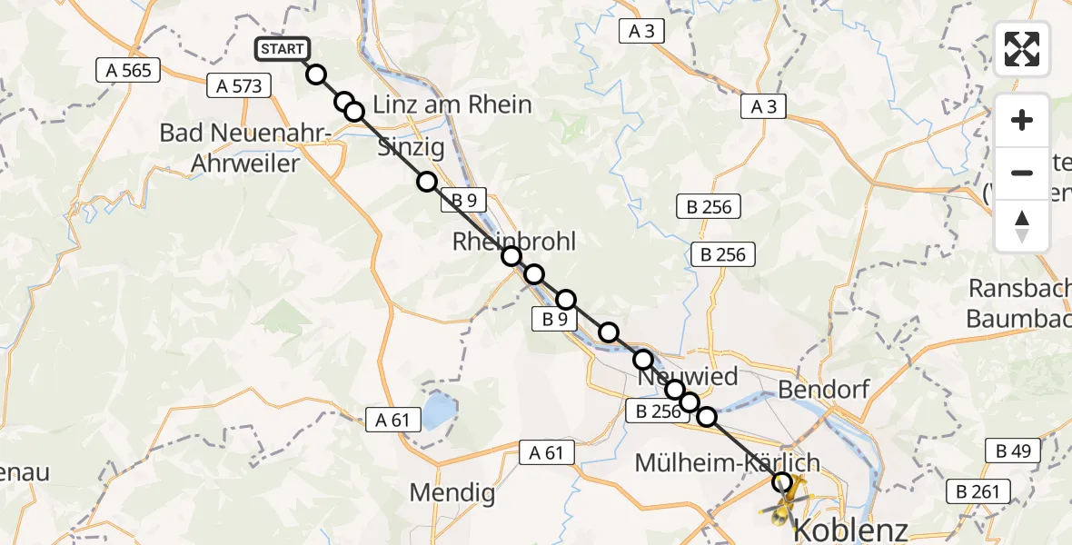 Flugroute Rettungshubschrauber Grafschaft - Koblenz, 30 April 2026, 17:02