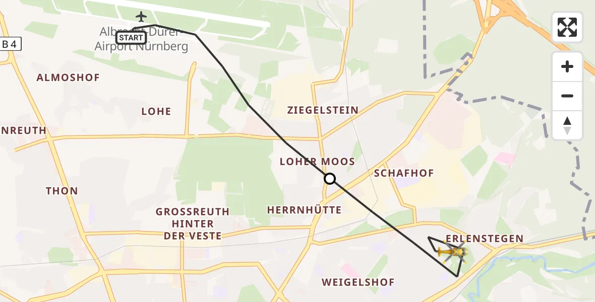 Flugroute Rettungshubschrauber Flughafen Nuremberg - Nürnberg, 30 April 2026, 17:10