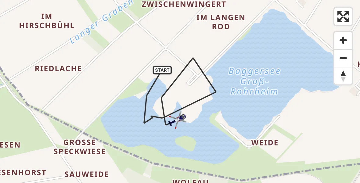 Flugroute Polizeihubschrauber Groß-Rohrheim - Groß-Rohrheim, 30 April 2026, 17:15