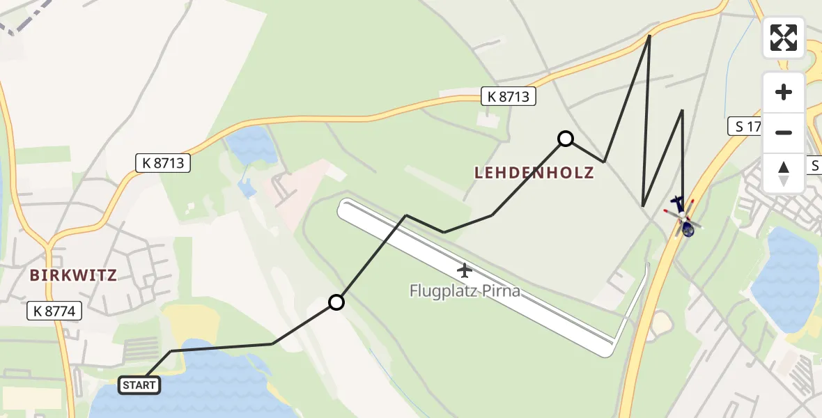 Flugroute Polizeihubschrauber Pirna - Pirna, 30 April 2026, 18:47