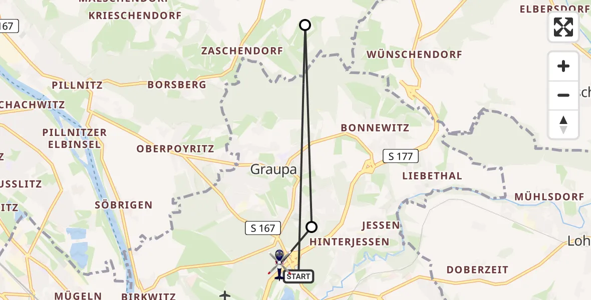 Flugroute Polizeihubschrauber Pirna - Pirna, 30 April 2026, 18:53