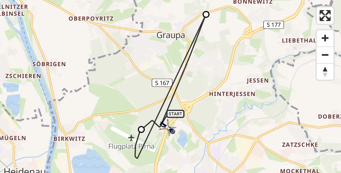 Flugroute Polizeihubschrauber Pirna - Pirna, 30 April 2026, 18:58