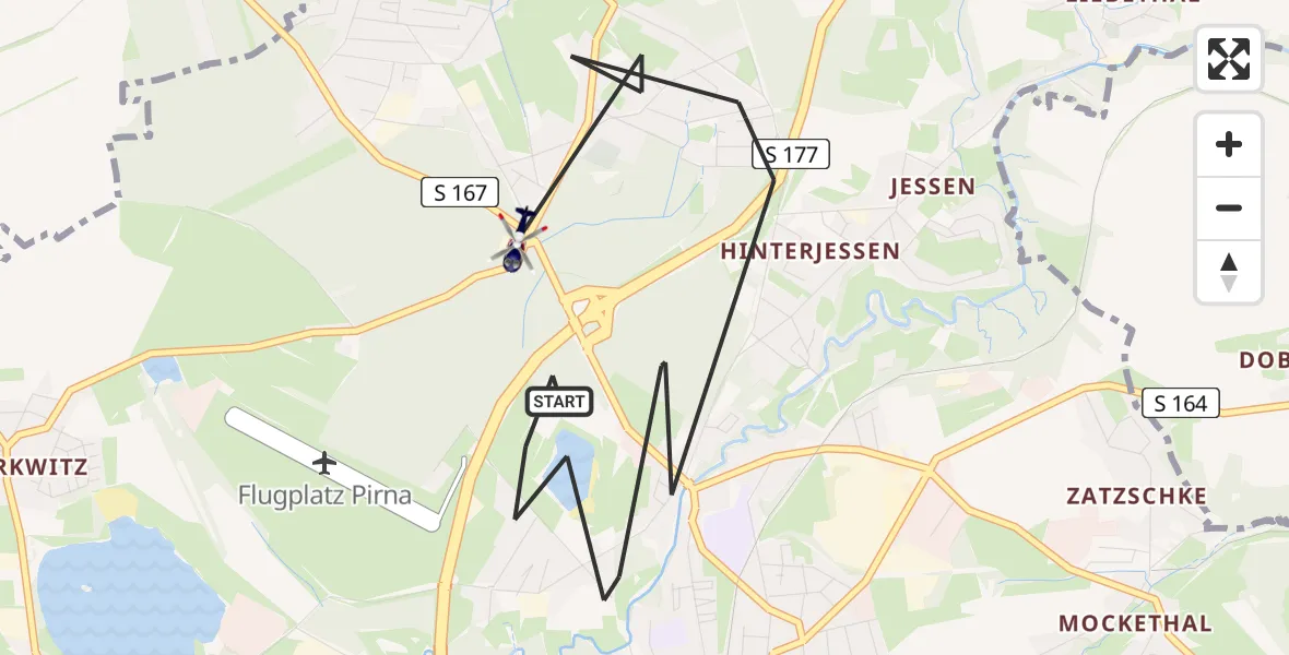 Flugroute Polizeihubschrauber Pirna - Pirna, 30 April 2026, 19:11
