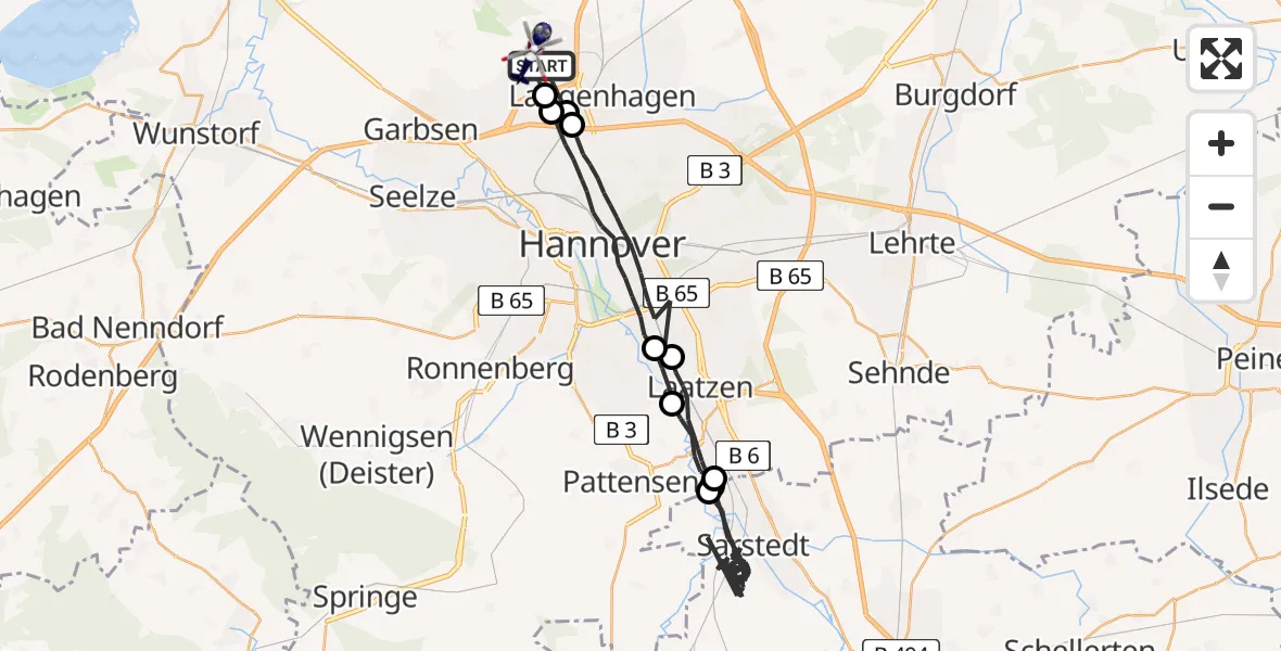 Flugroute Polizeihubschrauber Flughafen Hannover - Flughafen Hannover, 01 Mai 2026, 01:32