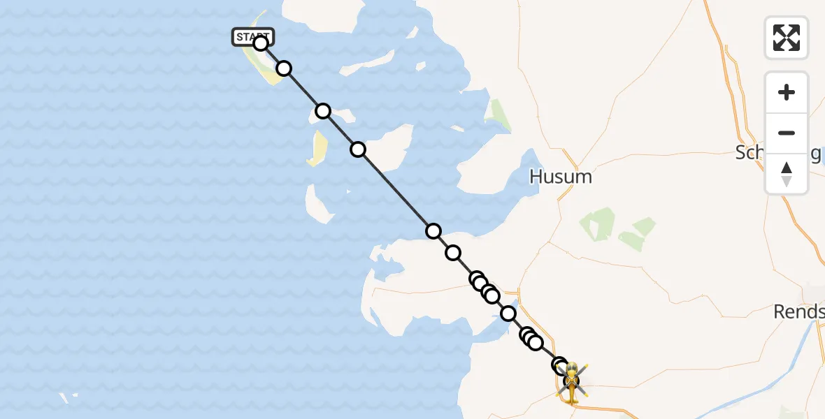 Flugroute Rettungshubschrauber Norddorf auf Amrum - Heide, 01 Mai 2026, 05:21
