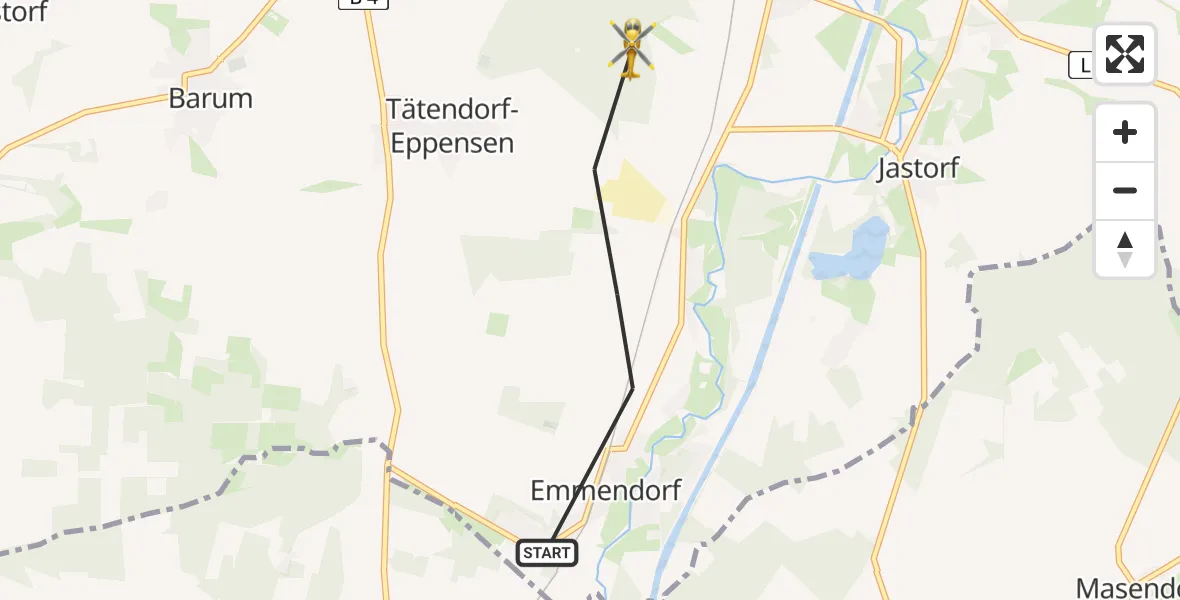 Flugroute Rettungshubschrauber Emmendorf - Barum, 01 Mai 2026, 06:53