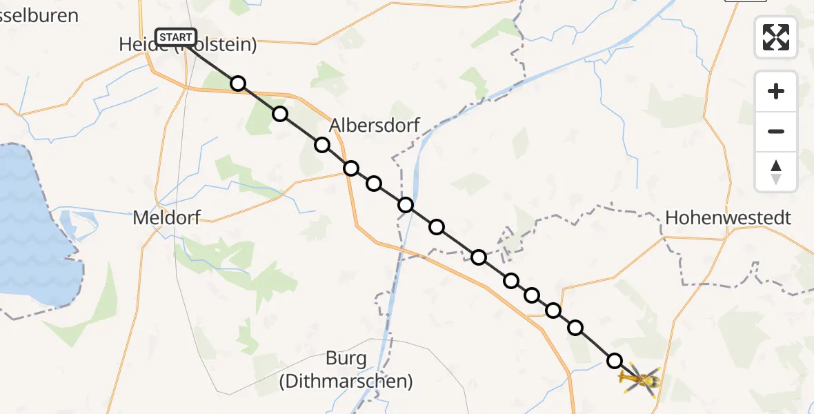 Flugroute Rettungshubschrauber Heide - Hohenaspe, 01 Mai 2026, 07:08
