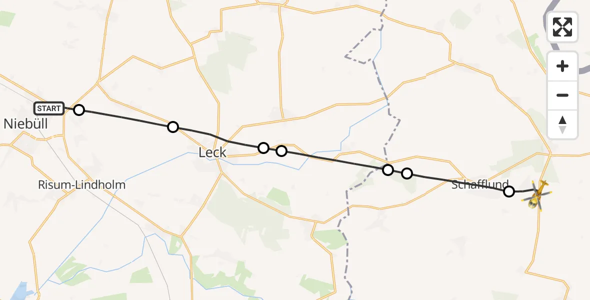 Flugroute Rettungshubschrauber Niebüll - Meyn, 01 Mai 2026, 07:42
