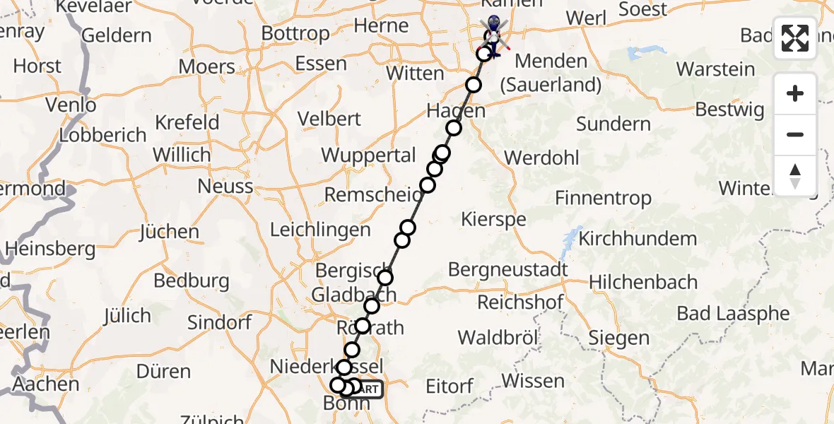 Flugroute Polizeihubschrauber Sankt Augustin - Dortmund Flughafen, 01 Mai 2026, 08:10
