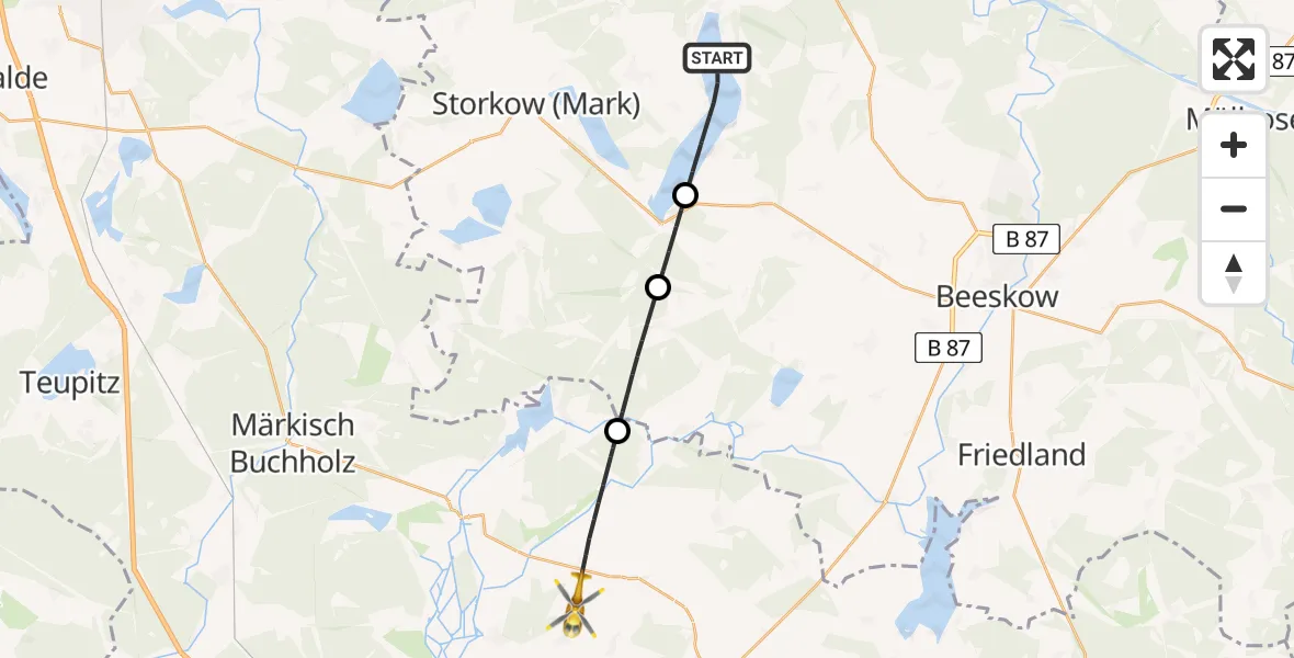 Flugroute Rettungshubschrauber Bad Saarow - Märkische Heide, 01 Mai 2026, 08:29