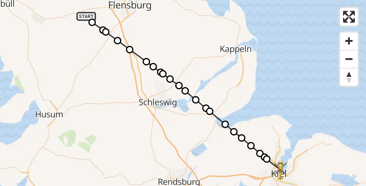 Flugroute Rettungshubschrauber Meyn - Kiel, 01 Mai 2026, 08:55