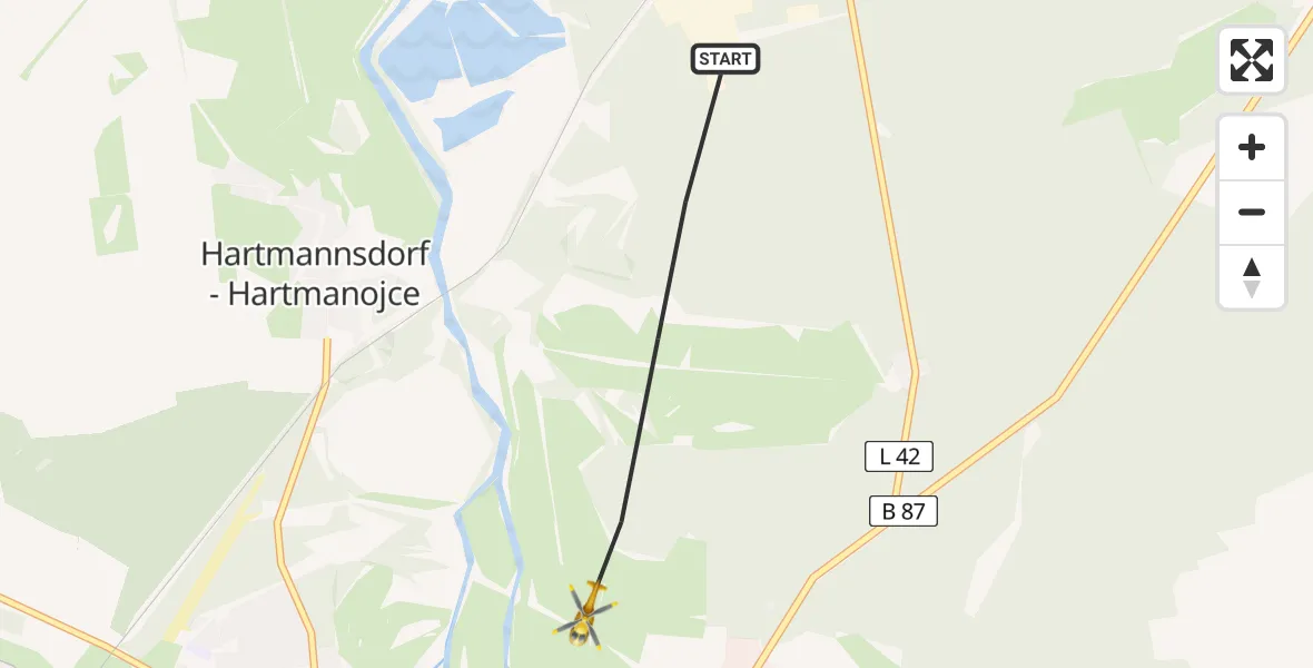 Flugroute Rettungshubschrauber Lübben (Spreewald) - Lübben (Spreewald), 01 Mai 2026, 09:05