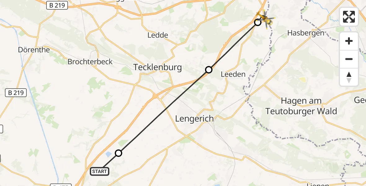 Flugroute Ambulanzhubschrauber Ladbergen - Lotte, 01 Mai 2026, 09:44
