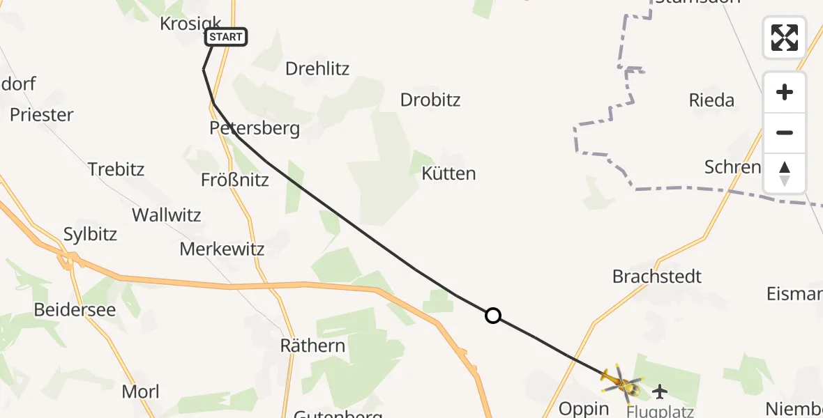 Flugroute Rettungshubschrauber Petersberg - Landsberg, 01 Mai 2026, 10:02