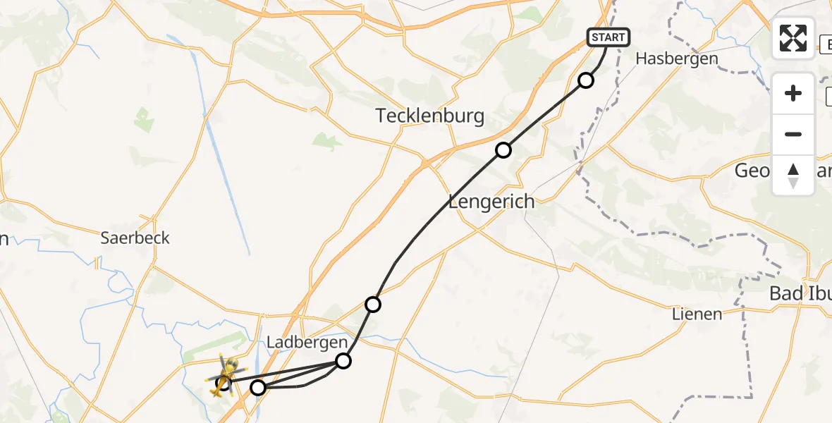 Flugroute Ambulanzhubschrauber Lotte - Christoph  Westfalen-ADAC, 01 Mai 2026, 10:13