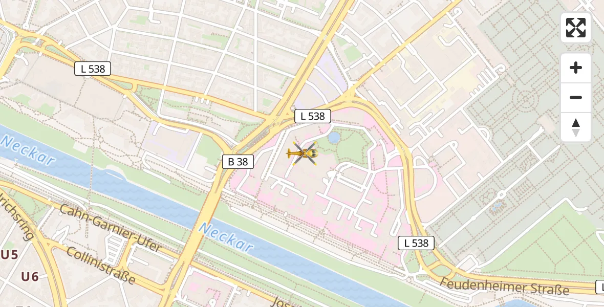 Flugroute Rettungshubschrauber Mannheim - Mannheim, 01 Mai 2026, 10:58