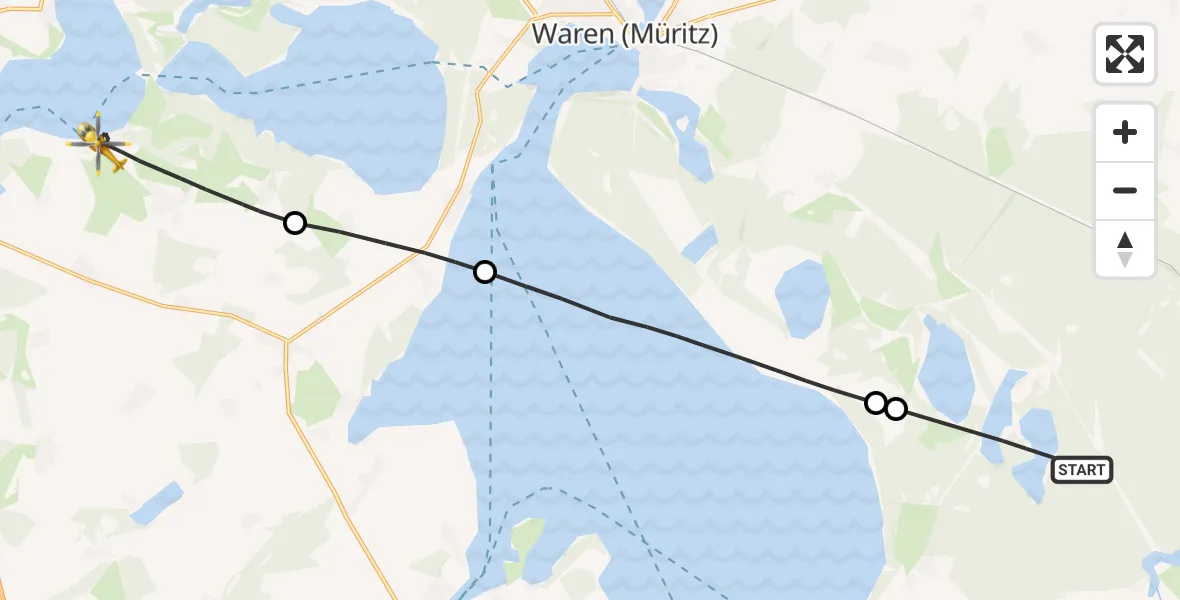 Flugroute Rettungshubschrauber Kargow - Göhren-Lebbin, 01 Mai 2026, 11:01