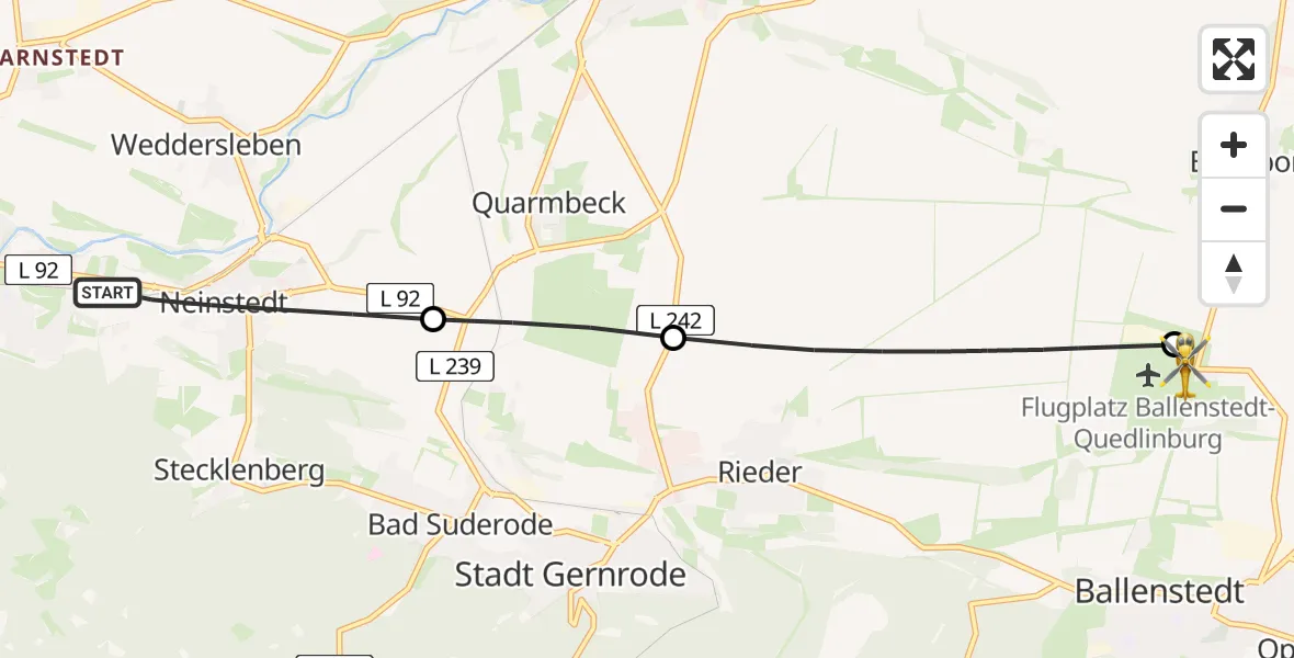 Flugroute Rettungshubschrauber Thale - Ballenstedt Flugplatz, 01 Mai 2026, 11:26