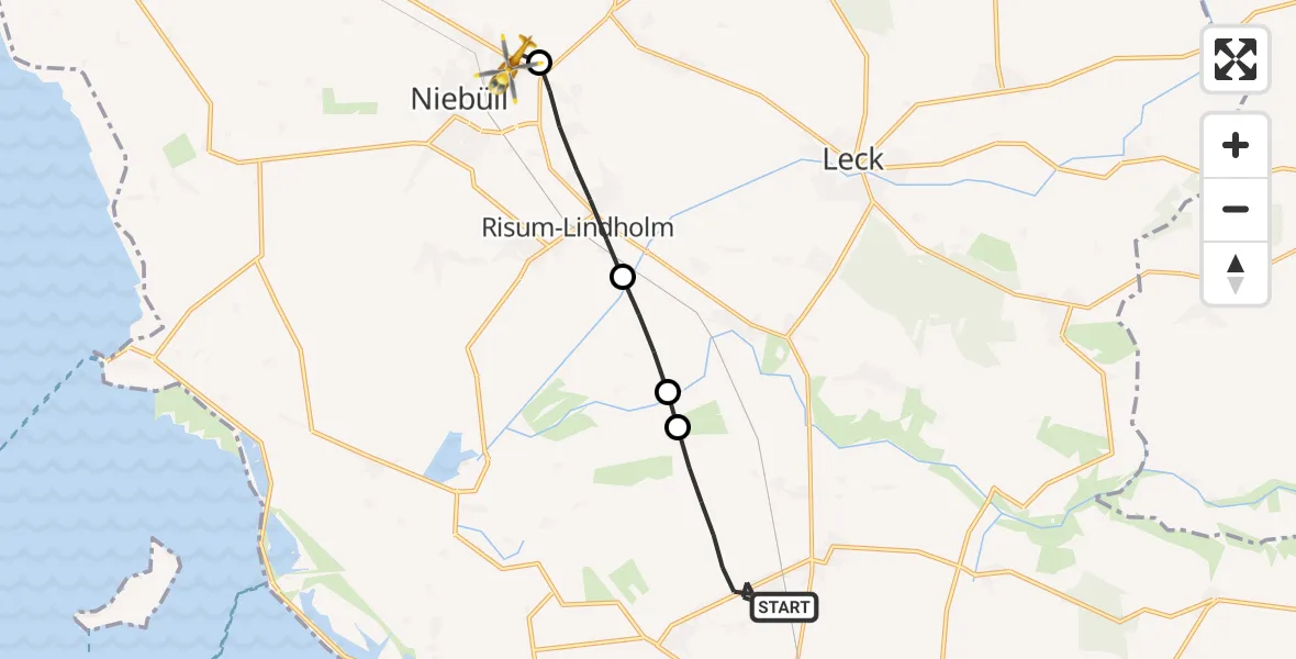 Flugroute Rettungshubschrauber Langenhorn - Niebüll, 01 Mai 2026, 11:26