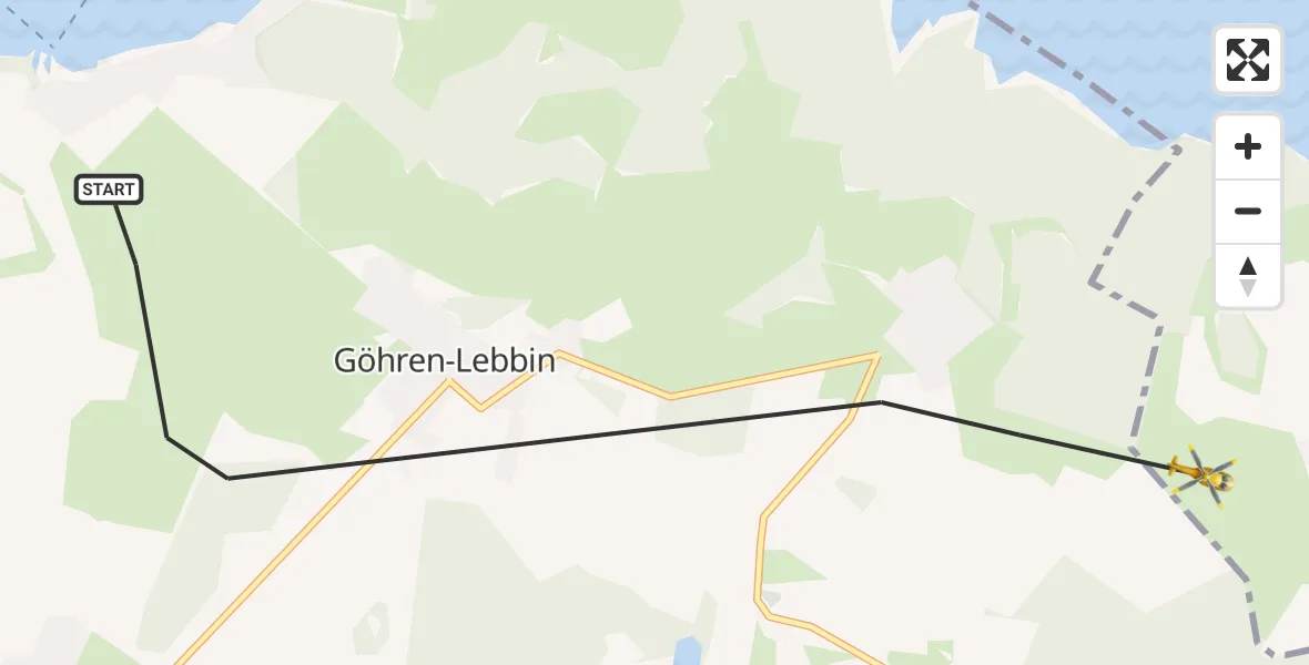 Flugroute Rettungshubschrauber Göhren-Lebbin - Klink, 01 Mai 2026, 11:44