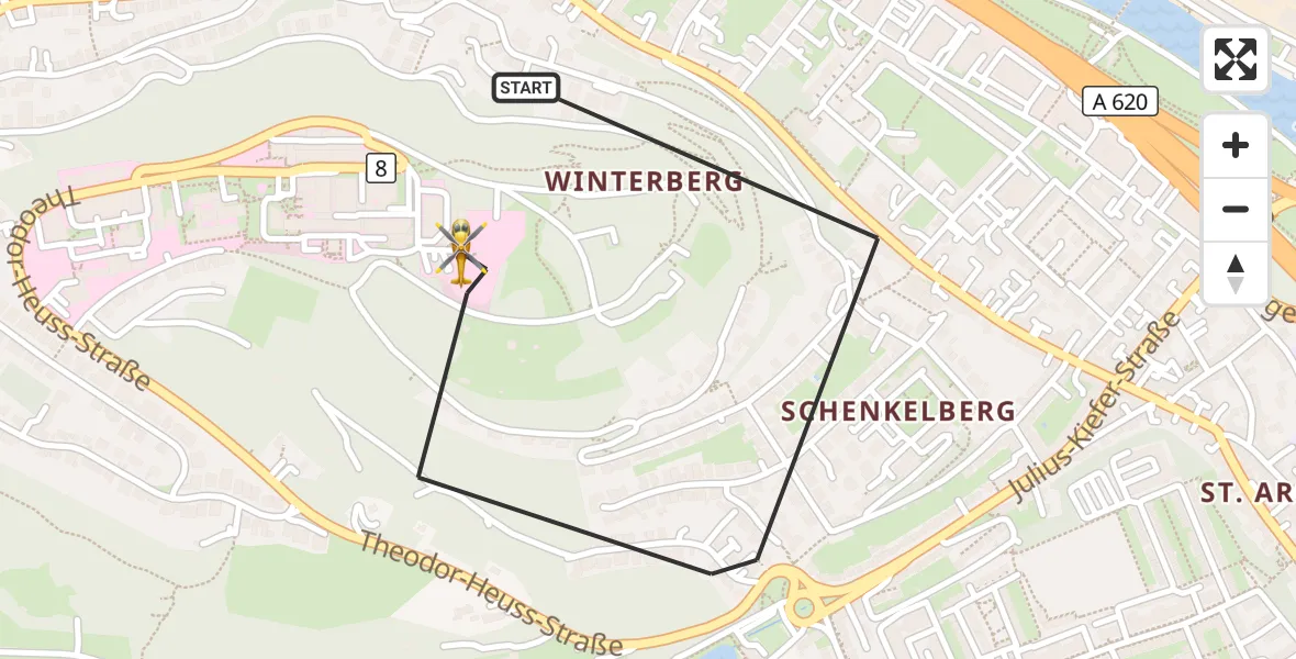 Flugroute Rettungshubschrauber Saarbrücken - Saarbrücken, 01 Mai 2026, 11:54