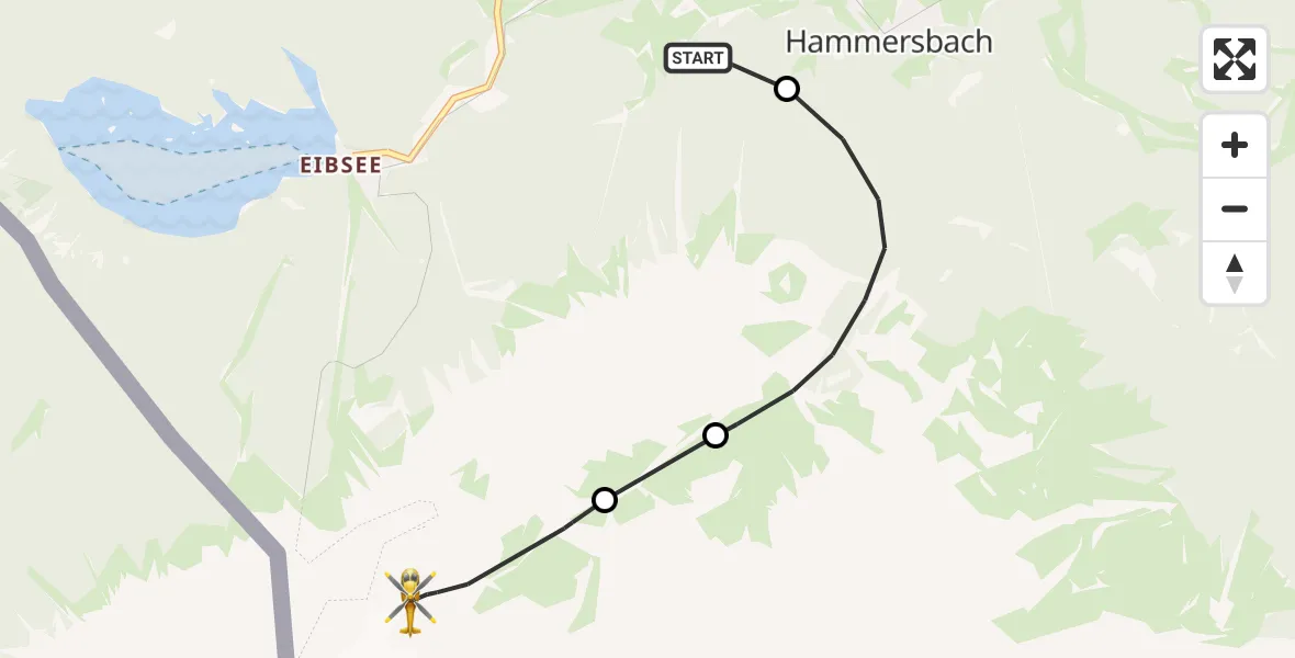 Flugroute Rettungshubschrauber Brandweg Hubschrauberlandeplatz - Grainau, 01 Mai 2026, 12:18