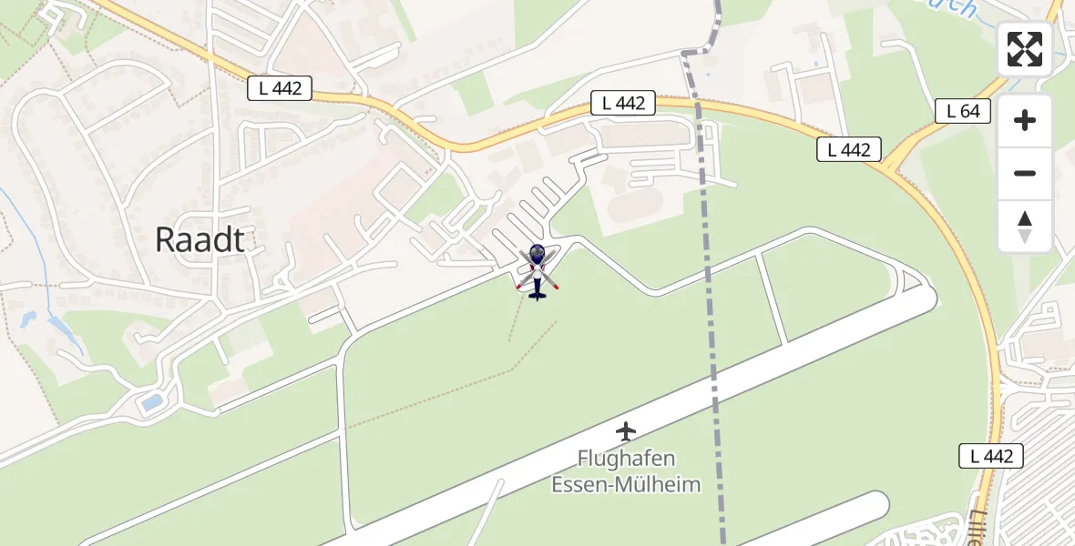 Flugroute Polizeihubschrauber Essen-Mülheim Flughafen - Essen-Mülheim Flughafen, 01 Mai 2026, 12:27