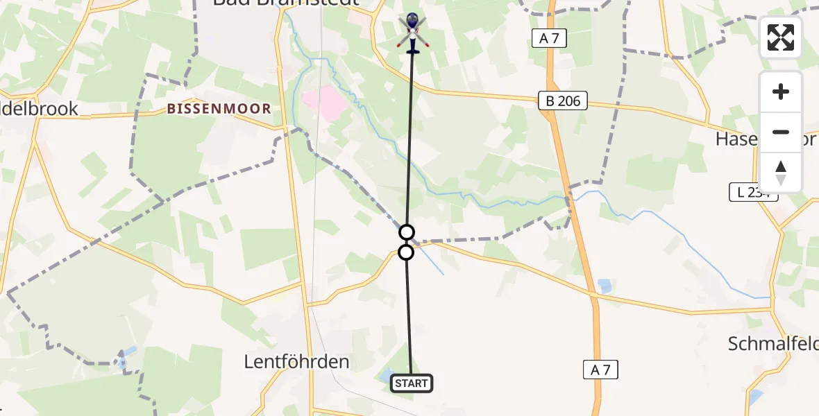 Flugroute Polizeihubschrauber Nützen - Bad Bramstedt, 01 Mai 2026, 13:26