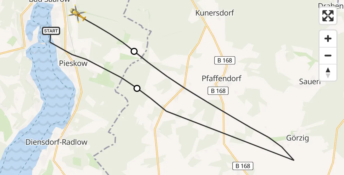 Flugroute Rettungshubschrauber Bad Saarow - Bad Saarow, 01 Mai 2026, 13:41