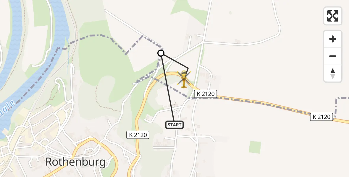 Flugroute Ambulanzhubschrauber Wettin-Löbejün - Könnern, 01 Mai 2026, 16:13
