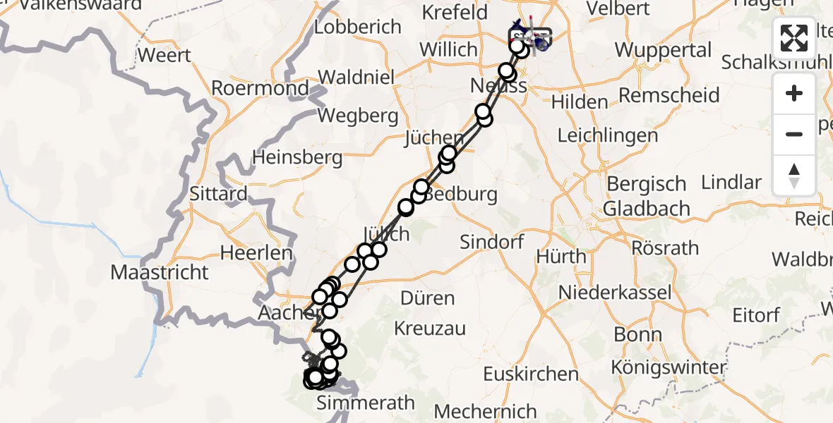 Flugroute Polizeihubschrauber Düsseldorf Flughafen - Düsseldorf Flughafen, 01 Mai 2026, 16:47