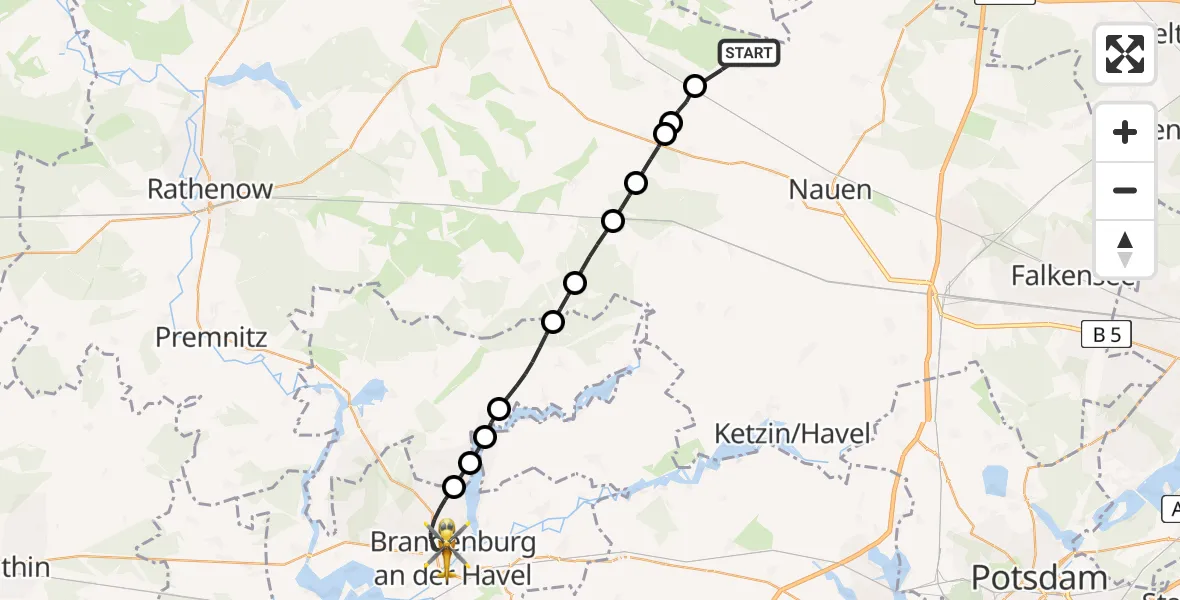 Flugroute Rettungshubschrauber Nauen - Brandenburg an der Havel, 01 Mai 2026, 16:57