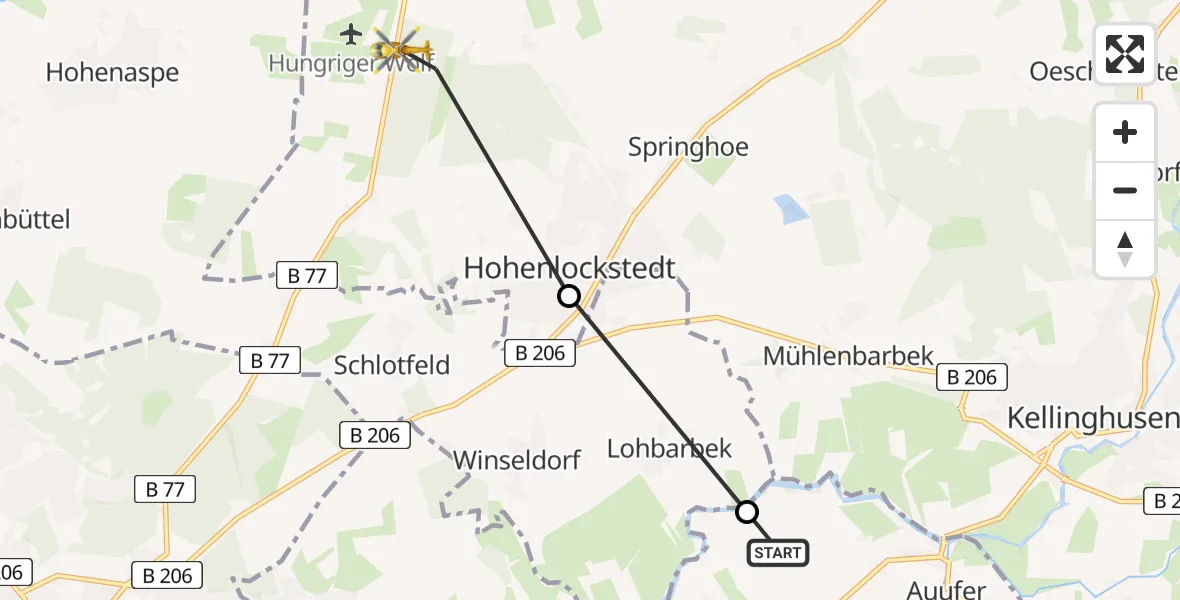 Flugroute Rettungshubschrauber Wittenbergen - Hohenlockstedt, 01 Mai 2026, 16:57
