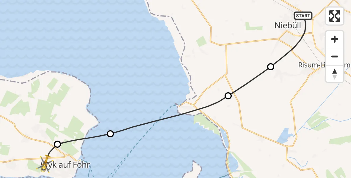 Flugroute Rettungshubschrauber Niebüll - Wrixum, 01 Mai 2026, 17:25
