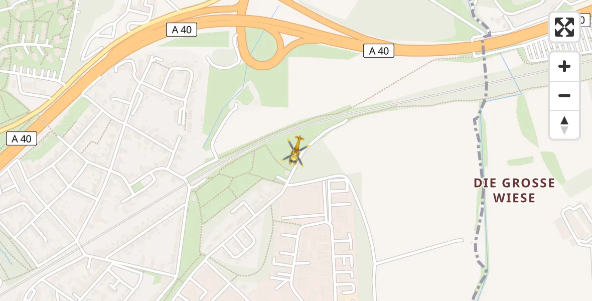 Flugroute Rettungshubschrauber Essen - Essen, 01 Mai 2026, 19:06