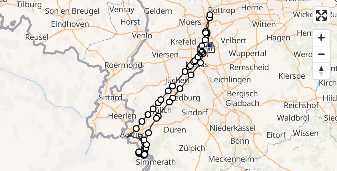 Flugroute Polizeihubschrauber Düsseldorf Flughafen - Düsseldorf Flughafen, 01 Mai 2026, 19:52