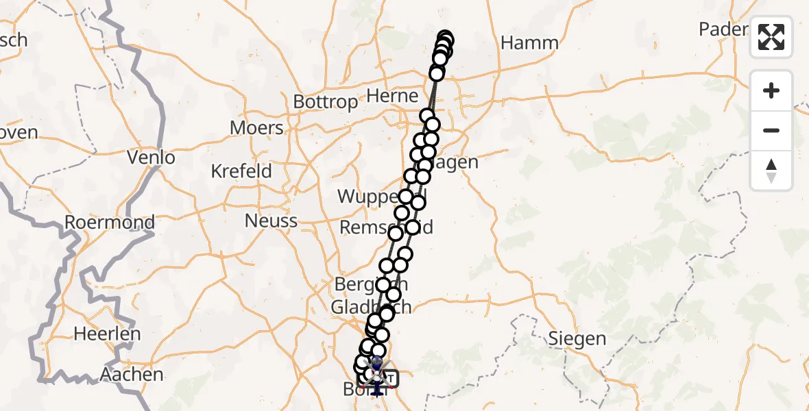 Flugroute Polizeihubschrauber Sankt Augustin - Sankt Augustin, 01 Mai 2026, 23:17