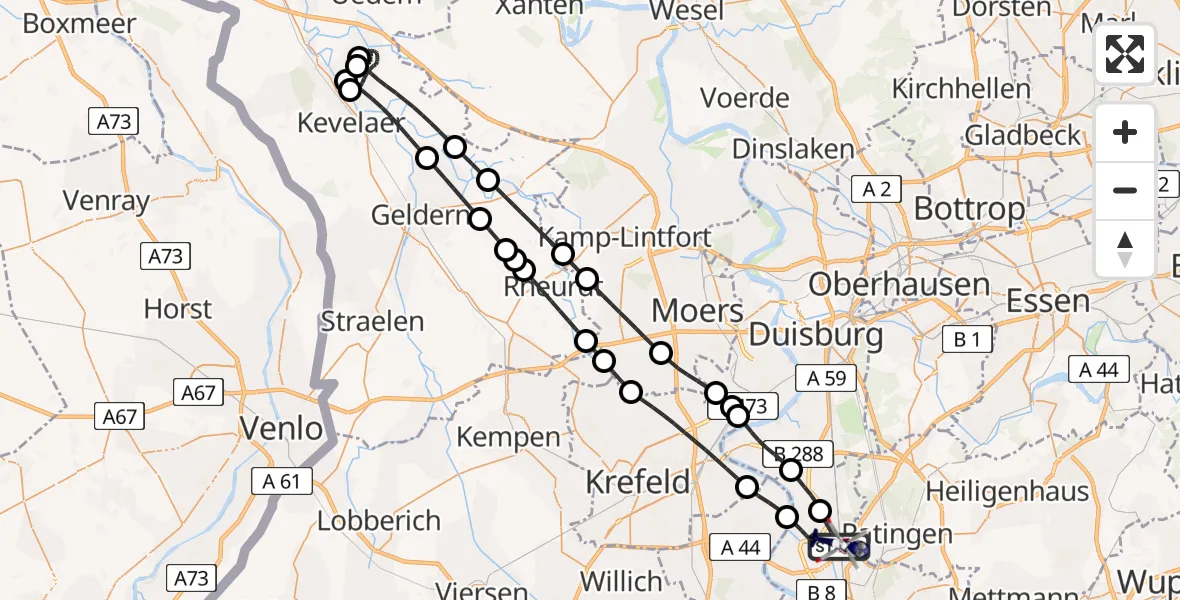 Flugroute Polizeihubschrauber Düsseldorf Flughafen - Düsseldorf Flughafen, 02 Mai 2026, 01:04