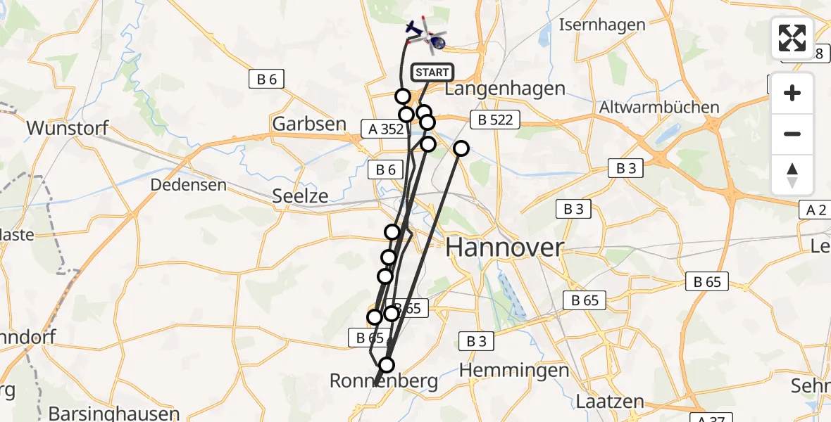 Flugroute Polizeihubschrauber Flughafen Hannover - Flughafen Hannover, 02 Mai 2026, 02:54