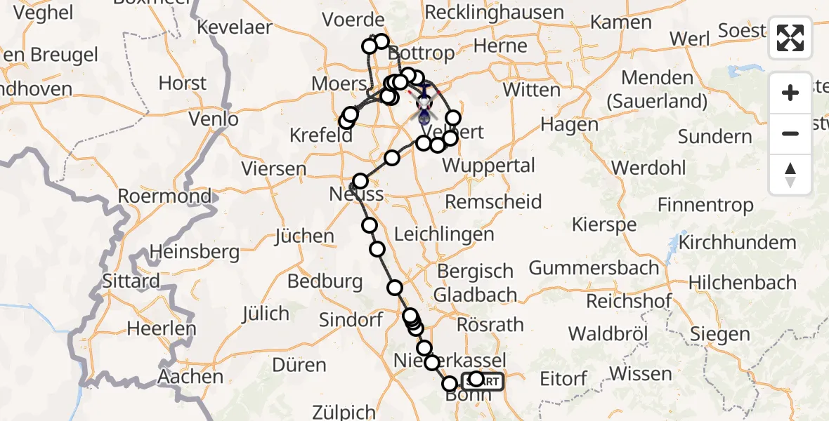Flugroute Polizeihubschrauber Sankt Augustin - Essen-Mülheim Flughafen, 02 Mai 2026, 06:33