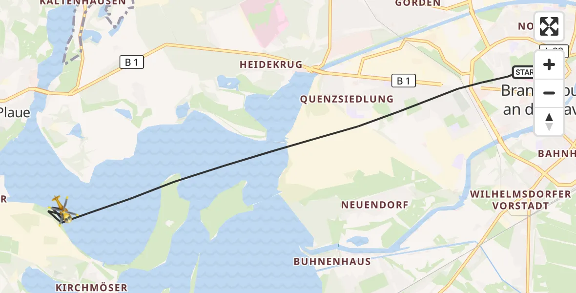 Flugroute Rettungshubschrauber Brandenburg an der Havel - Brandenburg an der Havel, 02 Mai 2026, 07:20